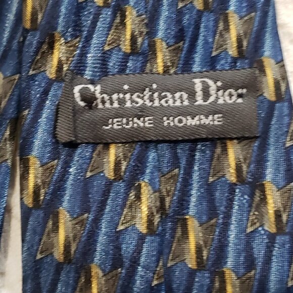 Christian Dior Tie Jeune Homme Mens Designer Blue Abstract  3 X 50 Skinny - Picture 5 of 7